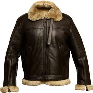 Men's RAF Aviator B3 Bomber Real Shearling Fur Genuine Sheepskin Leather Jacket