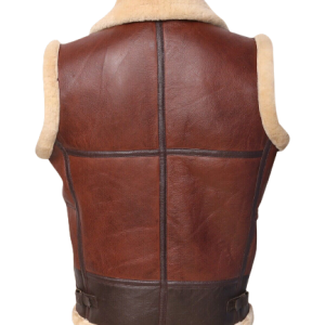 Men's B3 Bomber Tan Brown Real Fur Shearling Genuine Sheepskin Leather Vest