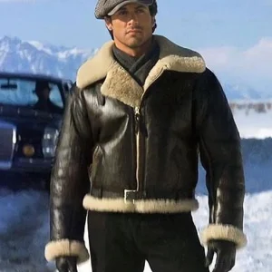 Sylvester Stallone Celebrity Jacket Real Shearling B3 Bomber Genuine Sheepskin Leather