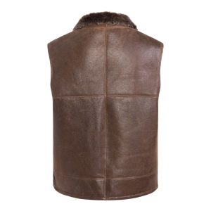 Men's Chocolate Brown Real Shearling Vest Genuine Sheepskin Winter Warm Thick Sleeveless Waistcoat